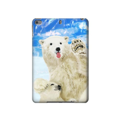 W3794 Arctic Polar Bear in Love with Seal Paint Funda Carcasa Case para iPad mini 4, iPad mini 5, iPad mini 5 (2019)