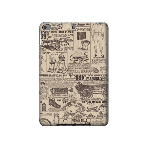 W3819 Retro Vintage Paper Funda Carcasa Case para iPad mini 4, iPad mini 5, iPad mini 5 (2019)