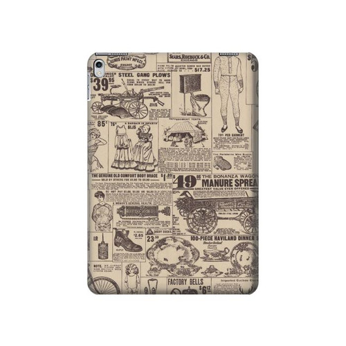 W3819 Retro Vintage Paper Funda Carcasa Case para iPad Air 2, iPad 9.7 (2017,2018), iPad 6, iPad 5