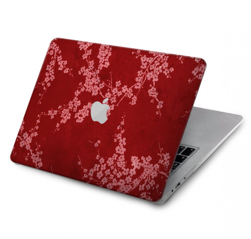 W3817 Red Floral Cherry blossom Pattern Funda Carcasa Case para MacBook Pro 13″ - A1706, A1708, A1989, A2159, A2289, A2251, A2338