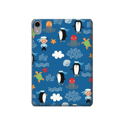 W2572 Marine Penguin Pattern Funda Carcasa Case para iPad mini 6, iPad mini (2021)