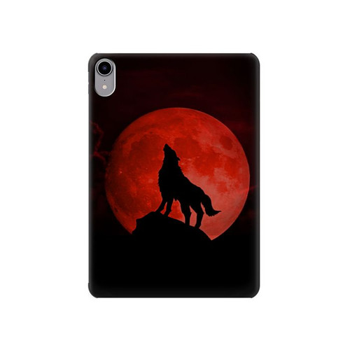 W2955 Wolf Howling Red Moon Funda Carcasa Case para iPad mini 6, iPad mini (2021)