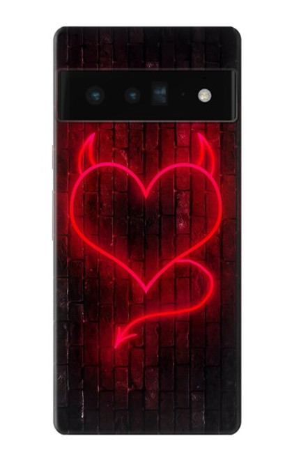 W3682 Devil Heart Funda Carcasa Case y Caso Del Tirón Funda para Google Pixel 6 Pro