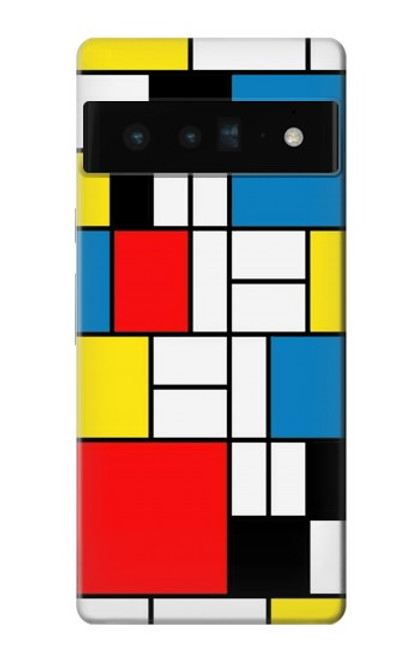 W3814 Piet Mondrian Line Art Composition Funda Carcasa Case y Caso Del Tirón Funda para Google Pixel 6 Pro