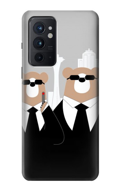 W3557 Bear in Black Suit Funda Carcasa Case y Caso Del Tirón Funda para OnePlus 9RT 5G