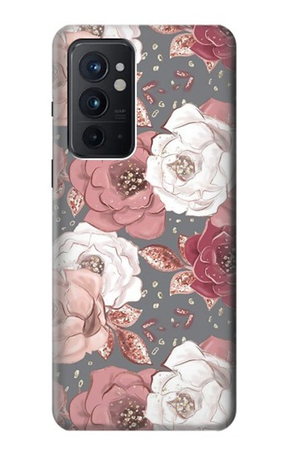 W3716 Rose Floral Pattern Funda Carcasa Case y Caso Del Tirón Funda para OnePlus 9RT 5G