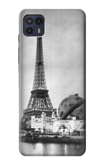 W2350 Old Paris Eiffel Tower Funda Carcasa Case y Caso Del Tirón Funda para Motorola Moto G50 5G [for G50 5G only. NOT for G50]