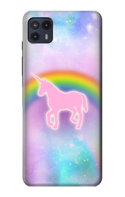 W3070 Rainbow Unicorn Pastel Sky Funda Carcasa Case y Caso Del Tirón Funda para Motorola Moto G50 5G [for G50 5G only. NOT for G50]