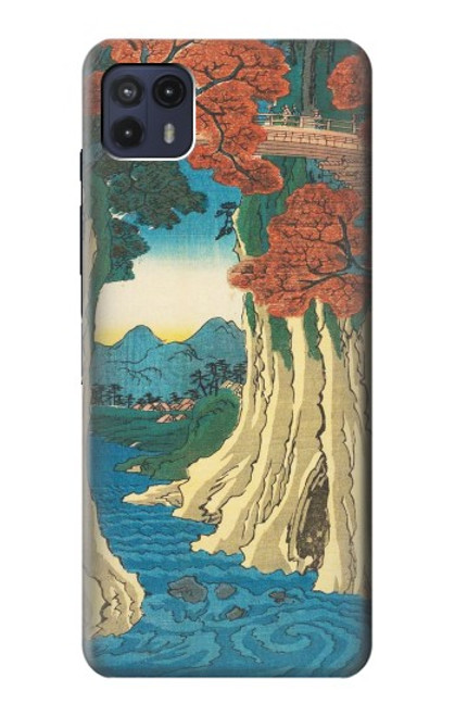 W3348 Utagawa Hiroshige The Monkey Bridge Funda Carcasa Case y Caso Del Tirón Funda para Motorola Moto G50 5G [for G50 5G only. NOT for G50]