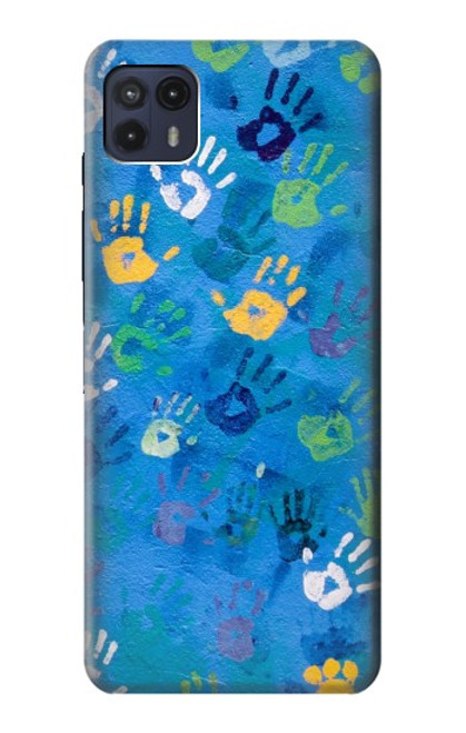 W3403 Hand Print Funda Carcasa Case y Caso Del Tirón Funda para Motorola Moto G50 5G [for G50 5G only. NOT for G50]