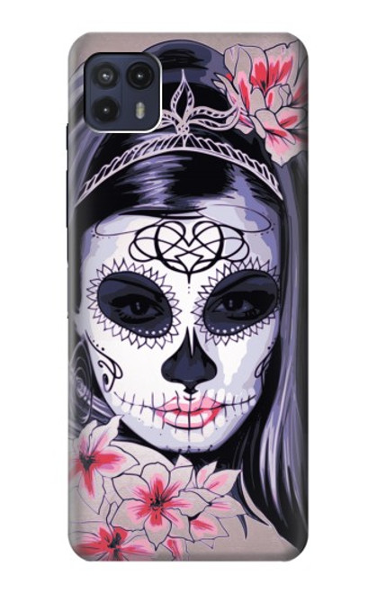 W3821 Sugar Skull Steam Punk Girl Gothic Funda Carcasa Case y Caso Del Tirón Funda para Motorola Moto G50 5G [for G50 5G only. NOT for G50]