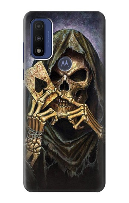 W3594 Grim Reaper Wins Poker Funda Carcasa Case y Caso Del Tirón Funda para Motorola G Pure