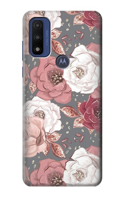 W3716 Rose Floral Pattern Funda Carcasa Case y Caso Del Tirón Funda para Motorola G Pure