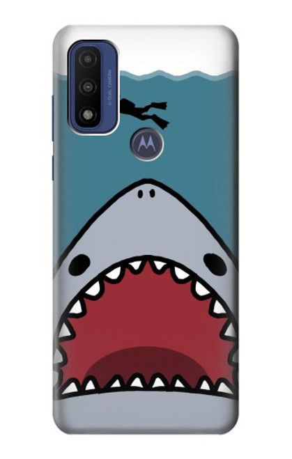 W3825 Cartoon Shark Sea Diving Funda Carcasa Case y Caso Del Tirón Funda para Motorola G Pure