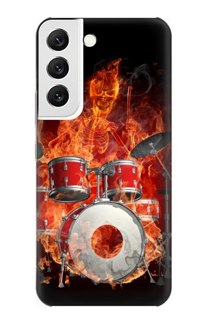 W1431 Skull Drum Fire Rock Funda Carcasa Case y Caso Del Tirón Funda para Samsung Galaxy S22