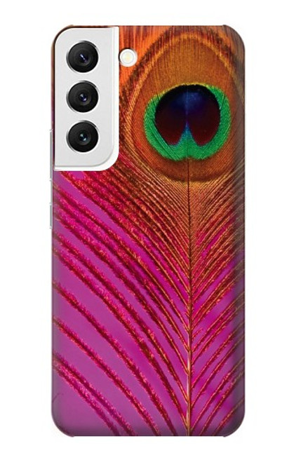 W3201 Pink Peacock Feather Funda Carcasa Case y Caso Del Tirón Funda para Samsung Galaxy S22