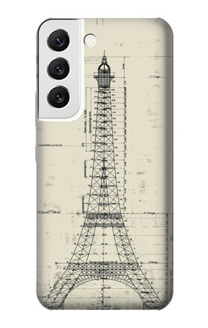 W3474 Eiffel Architectural Drawing Funda Carcasa Case y Caso Del Tirón Funda para Samsung Galaxy S22