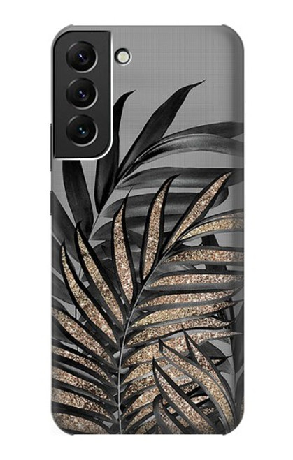 W3692 Gray Black Palm Leaves Funda Carcasa Case y Caso Del Tirón Funda para Samsung Galaxy S22 Plus