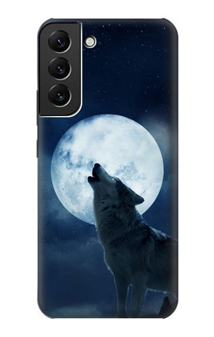 W3693 Grim White Wolf Full Moon Funda Carcasa Case y Caso Del Tirón Funda para Samsung Galaxy S22 Plus