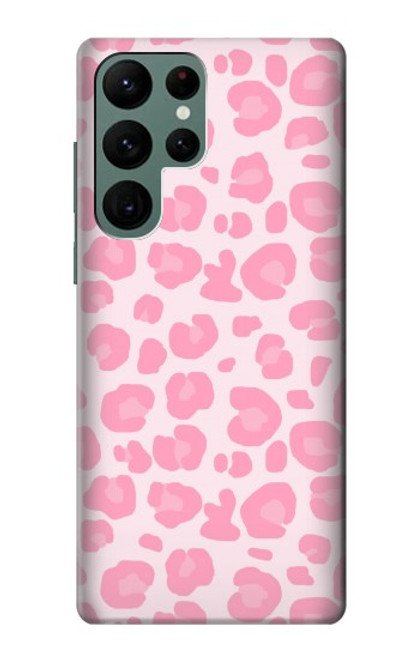 W2213 Pink Leopard Pattern Funda Carcasa Case y Caso Del Tirón Funda para Samsung Galaxy S22 Ultra