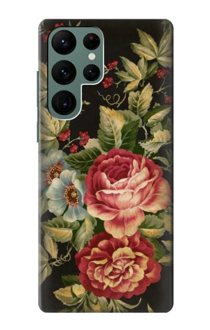 W3013 Vintage Antique Roses Funda Carcasa Case y Caso Del Tirón Funda para Samsung Galaxy S22 Ultra