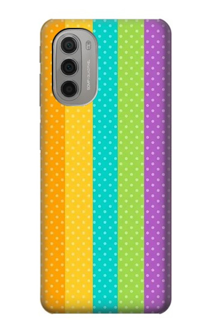 W3678 Colorful Rainbow Vertical Funda Carcasa Case y Caso Del Tirón Funda para Motorola Moto G51 5G