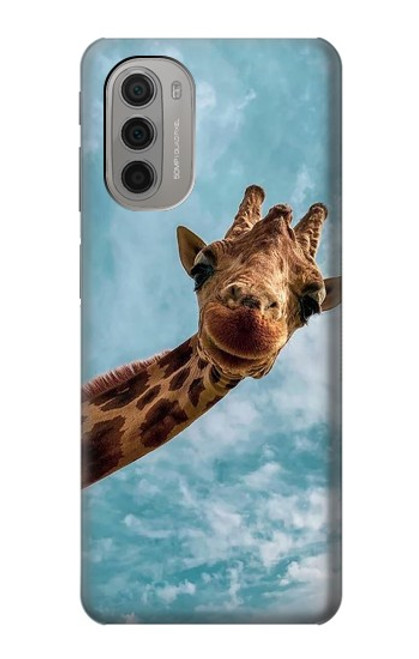 W3680 Cute Smile Giraffe Funda Carcasa Case y Caso Del Tirón Funda para Motorola Moto G51 5G