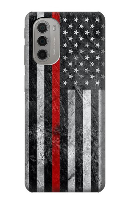 W3687 Firefighter Thin Red Line American Flag Funda Carcasa Case y Caso Del Tirón Funda para Motorola Moto G51 5G