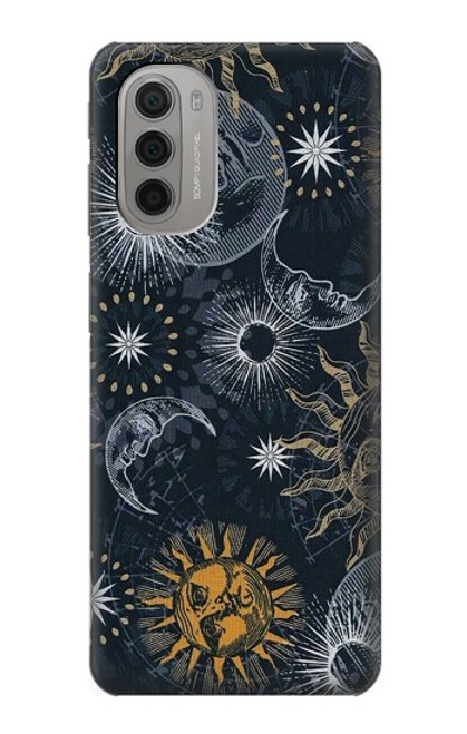 W3702 Moon and Sun Funda Carcasa Case y Caso Del Tirón Funda para Motorola Moto G51 5G