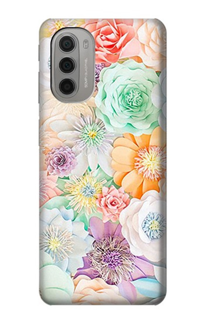 W3705 Pastel Floral Flower Funda Carcasa Case y Caso Del Tirón Funda para Motorola Moto G51 5G