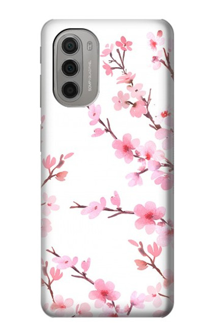 W3707 Pink Cherry Blossom Spring Flower Funda Carcasa Case y Caso Del Tirón Funda para Motorola Moto G51 5G