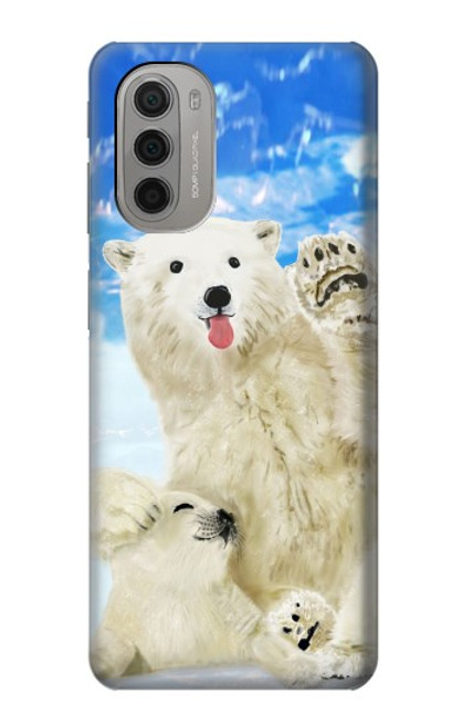 W3794 Arctic Polar Bear in Love with Seal Paint Funda Carcasa Case y Caso Del Tirón Funda para Motorola Moto G51 5G