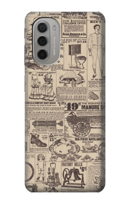 W3819 Retro Vintage Paper Funda Carcasa Case y Caso Del Tirón Funda para Motorola Moto G51 5G