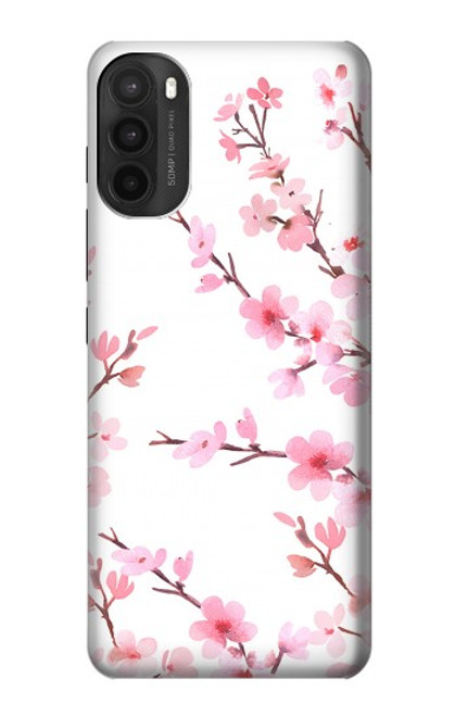 W3707 Pink Cherry Blossom Spring Flower Funda Carcasa Case y Caso Del Tirón Funda para Motorola Moto G71 5G