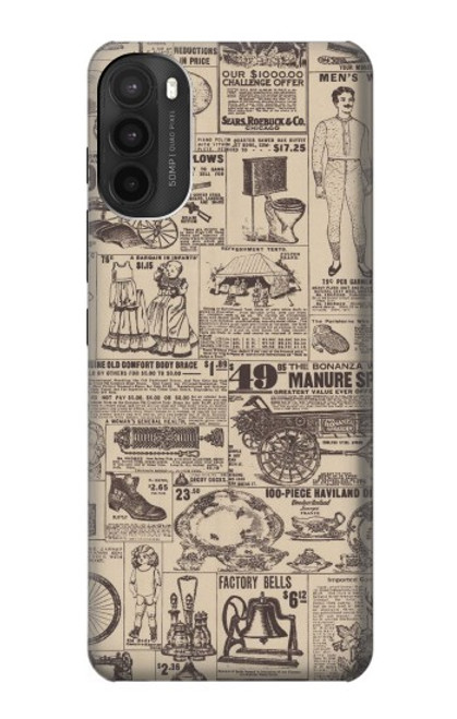 W3819 Retro Vintage Paper Funda Carcasa Case y Caso Del Tirón Funda para Motorola Moto G71 5G