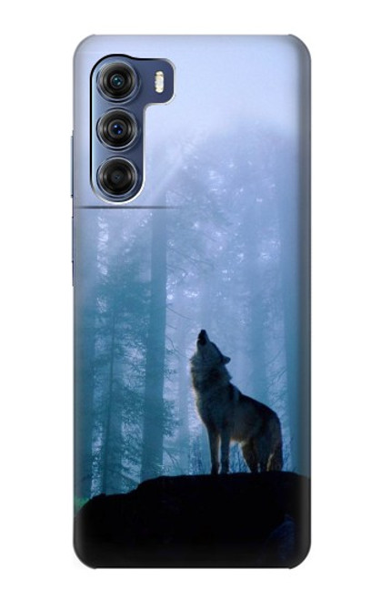 W0935 Wolf Howling in Forest Funda Carcasa Case y Caso Del Tirón Funda para Motorola Edge S30