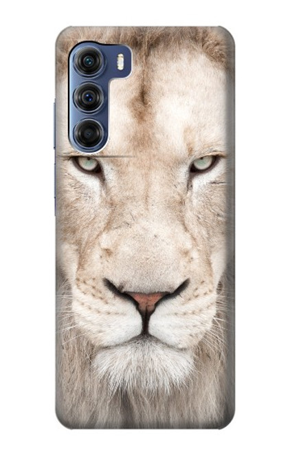 W2399 White Lion Face Funda Carcasa Case y Caso Del Tirón Funda para Motorola Edge S30