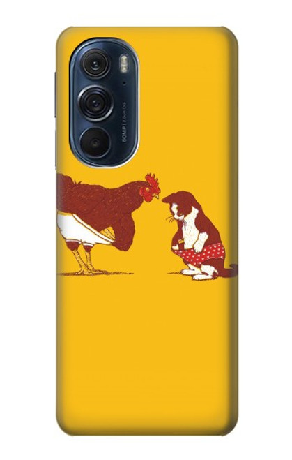 W1093 Rooster and Cat Joke Funda Carcasa Case y Caso Del Tirón Funda para Motorola Edge X30