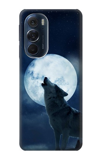 W3693 Grim White Wolf Full Moon Funda Carcasa Case y Caso Del Tirón Funda para Motorola Edge X30