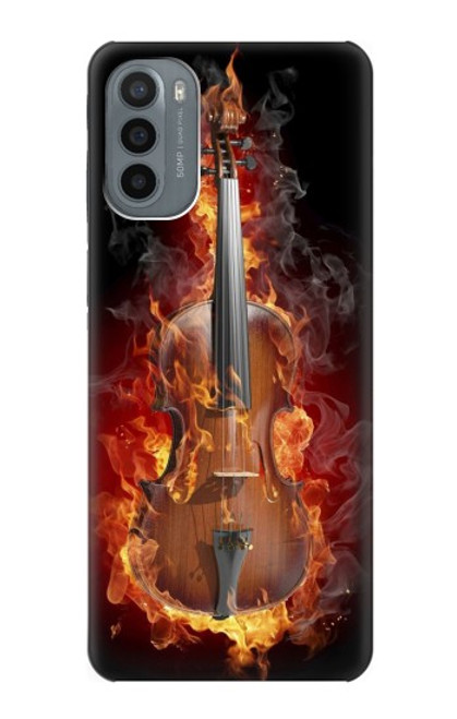 W0864 Fire Violin Funda Carcasa Case y Caso Del Tirón Funda para Motorola Moto G31