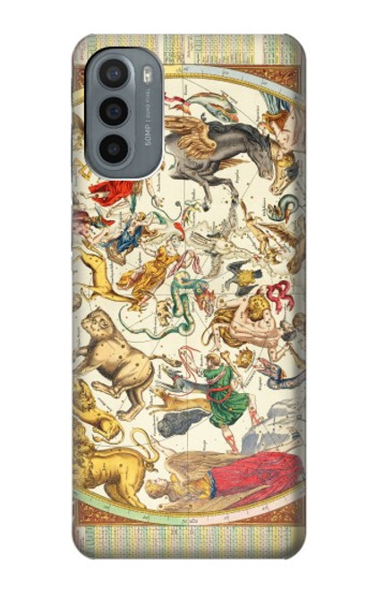 W3145 Antique Constellation Star Sky Map Funda Carcasa Case y Caso Del Tirón Funda para Motorola Moto G31