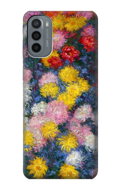 W3342 Claude Monet Chrysanthemums Funda Carcasa Case y Caso Del Tirón Funda para Motorola Moto G31