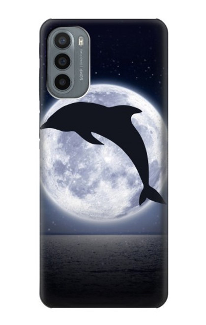 W3510 Dolphin Moon Night Funda Carcasa Case y Caso Del Tirón Funda para Motorola Moto G31