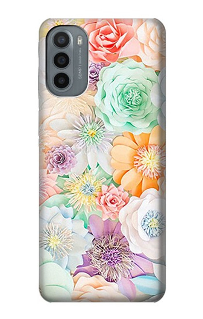 W3705 Pastel Floral Flower Funda Carcasa Case y Caso Del Tirón Funda para Motorola Moto G31