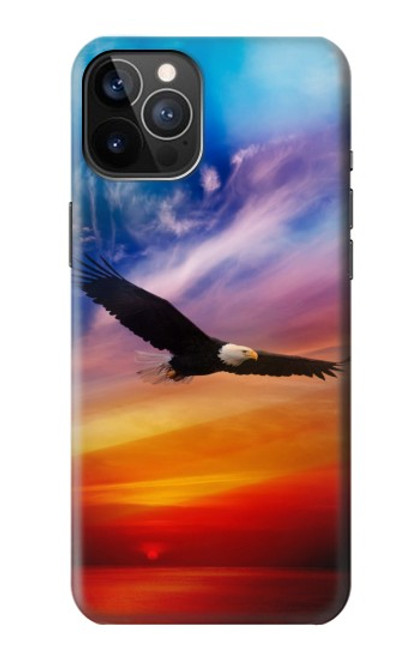 W3841 Bald Eagle Flying Colorful Sky Funda Carcasa Case y Caso Del Tirón Funda para iPhone 12, iPhone 12 Pro