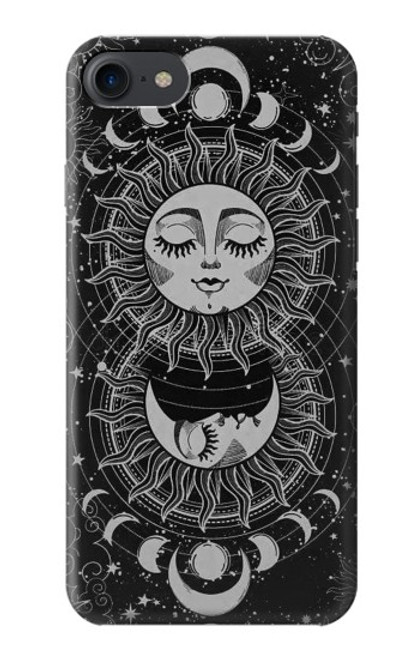 W3854 Mystical Sun Face Crescent Moon Funda Carcasa Case y Caso Del Tirón Funda para iPhone 7, iPhone 8, iPhone SE (2020) (2022)