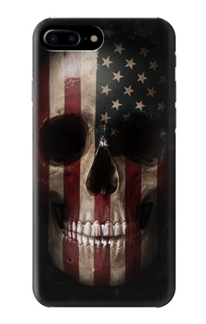 W3850 American Flag Skull Funda Carcasa Case y Caso Del Tirón Funda para iPhone 7 Plus, iPhone 8 Plus