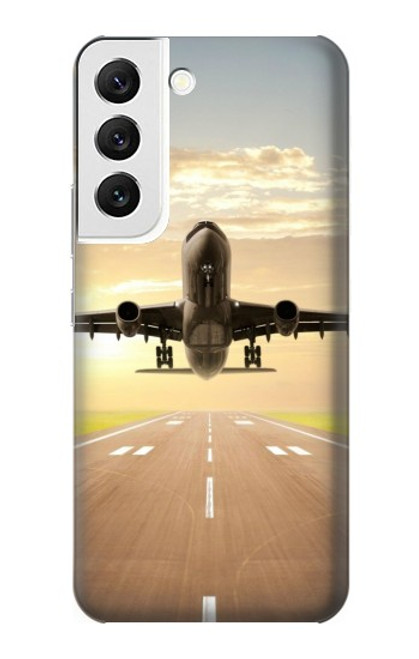 W3837 Airplane Take off Sunrise Funda Carcasa Case y Caso Del Tirón Funda para Samsung Galaxy S22