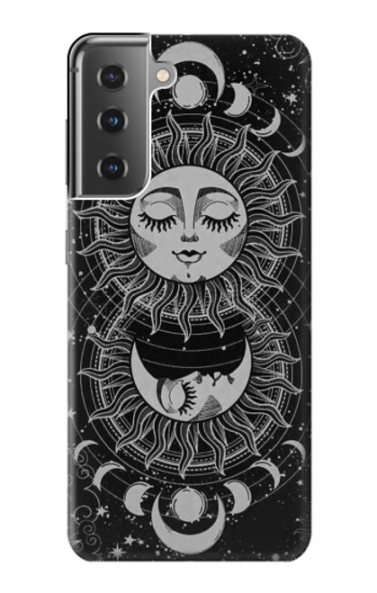 W3854 Mystical Sun Face Crescent Moon Funda Carcasa Case y Caso Del Tirón Funda para Samsung Galaxy S21 Plus 5G, Galaxy S21+ 5G