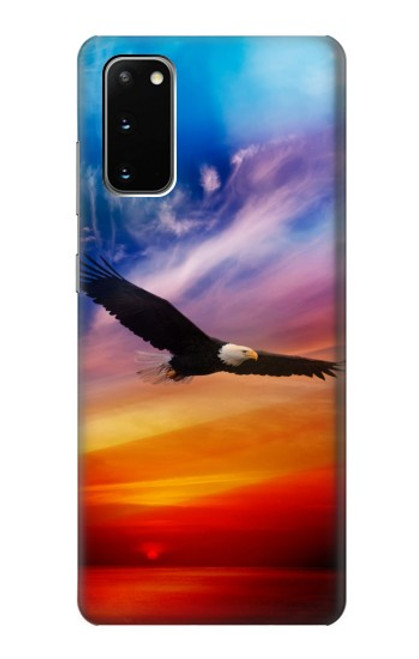 W3841 Bald Eagle Flying Colorful Sky Funda Carcasa Case y Caso Del Tirón Funda para Samsung Galaxy S20